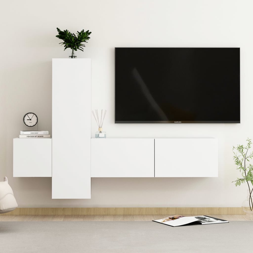 3-delige Tv-meubelset bewerkt hout wit Tv-meubels | Creëer jouw Trendy Thuis | Gratis bezorgd & Retour | Trendy.nl