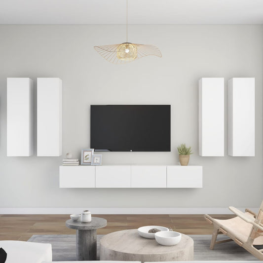 6-delige Tv-meubelset spaanplaat wit
