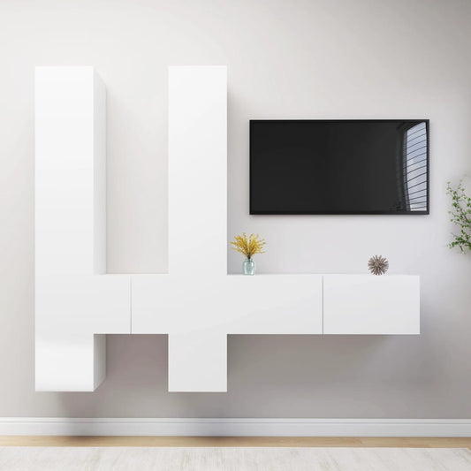 6-delige Tv-meubelset spaanplaat wit