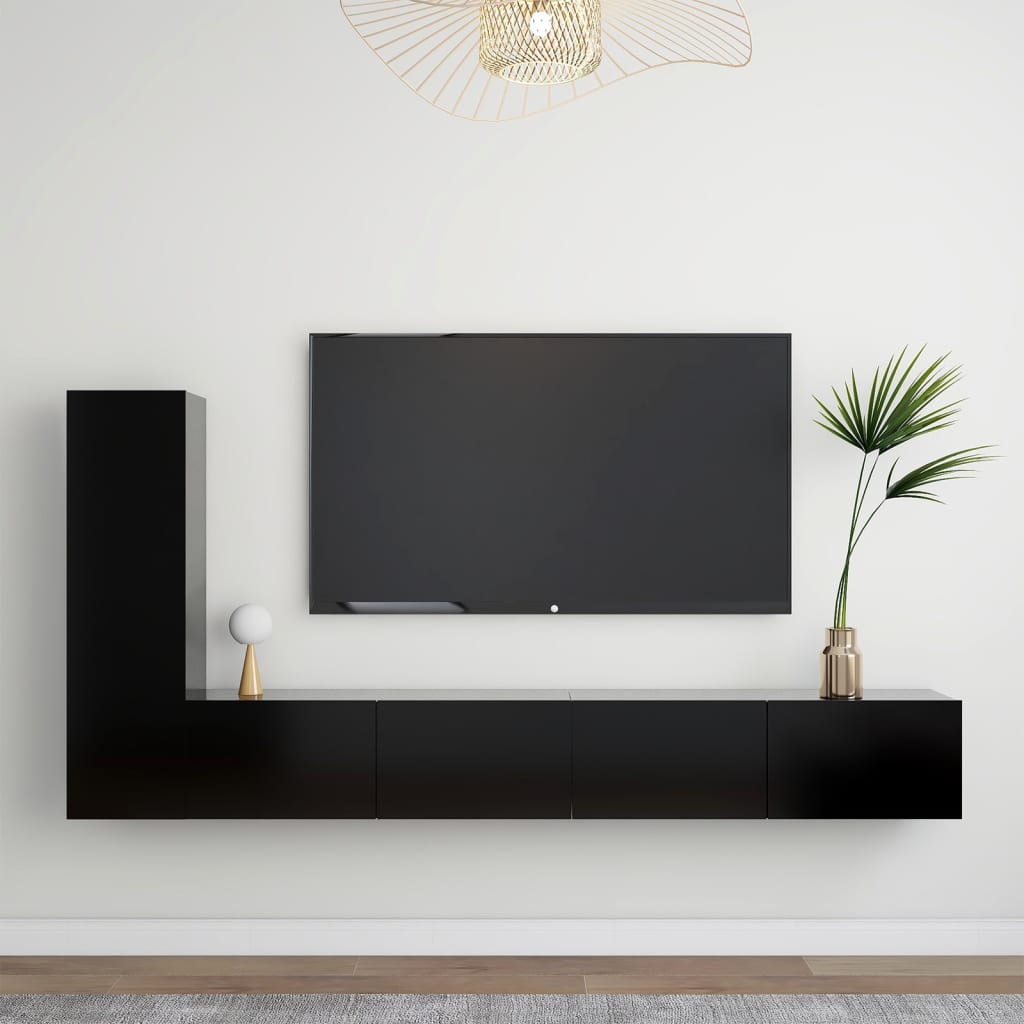 3-delige Tv-meubelset bewerkt hout zwart Tv-meubels | Creëer jouw Trendy Thuis | Gratis bezorgd & Retour | Trendy.nl