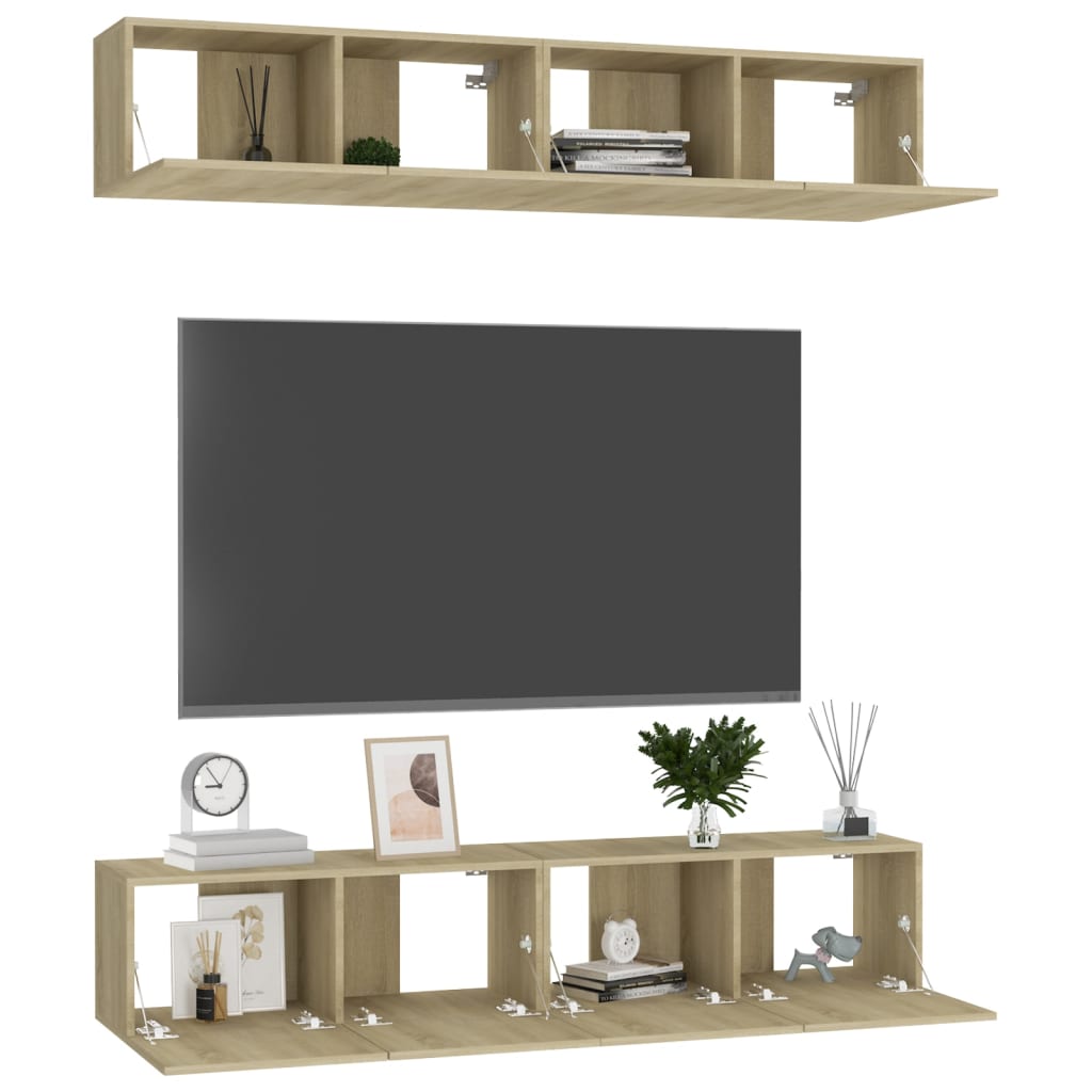 Tv-meubelen 4 st 80x30x30 cm spaanplaat sonoma eikenkleurig Tv-meubels | Creëer jouw Trendy Thuis | Gratis bezorgd & Retour | Trendy.nl