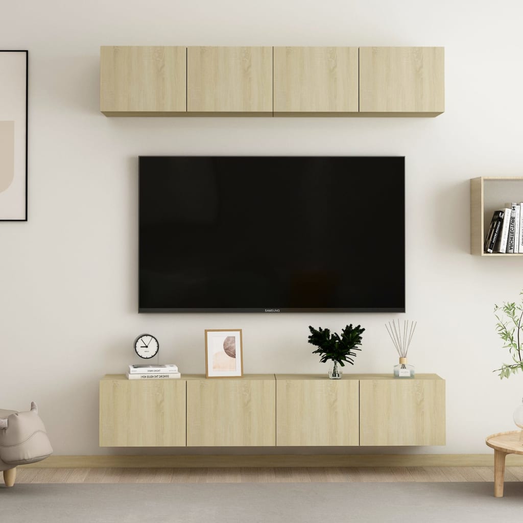 Tv-meubelen 4 st 80x30x30 cm spaanplaat sonoma eikenkleurig Tv-meubels | Creëer jouw Trendy Thuis | Gratis bezorgd & Retour | Trendy.nl