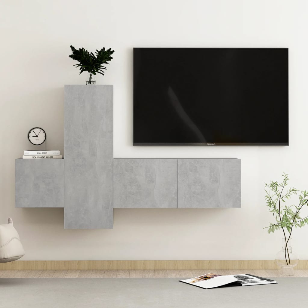 3-delige Tv-meubelset spaanplaat betongrijs Tv-meubels | Creëer jouw Trendy Thuis | Gratis bezorgd & Retour | Trendy.nl