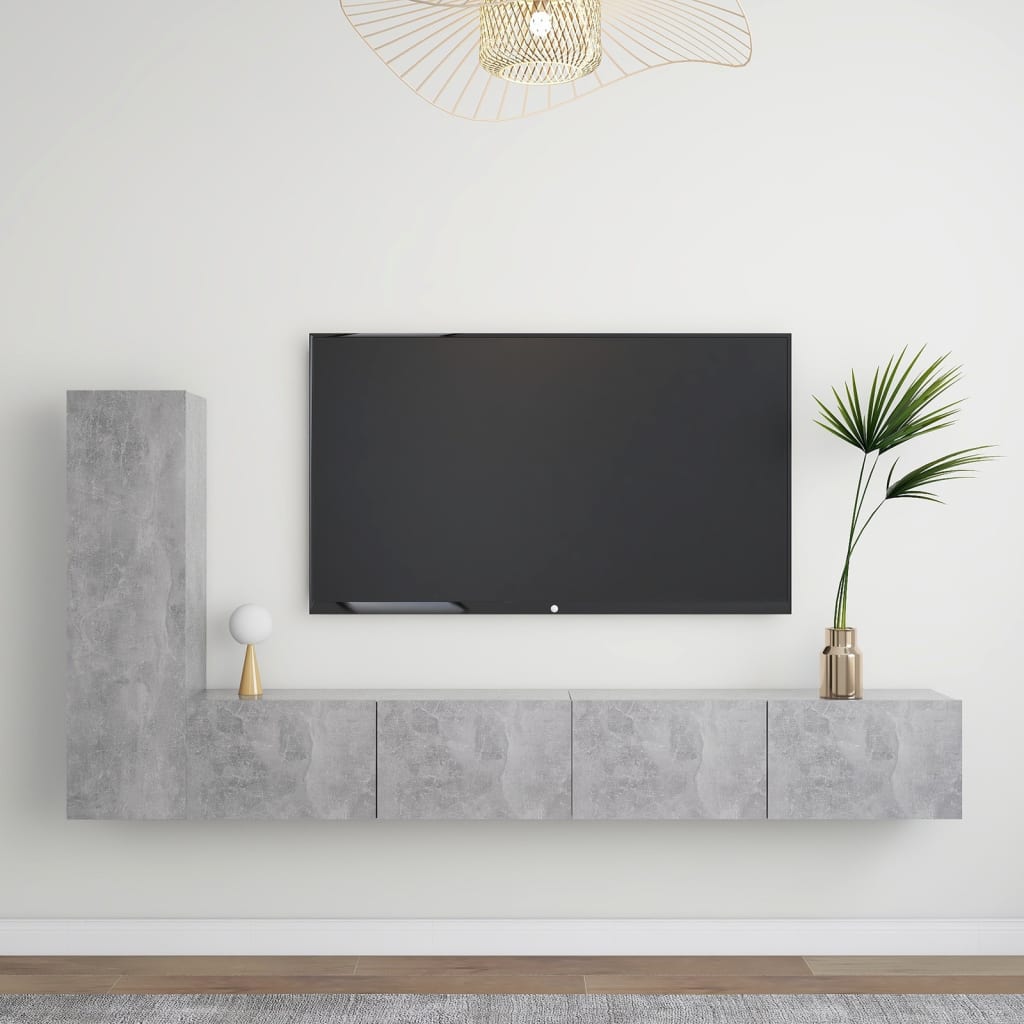 3-delige Tv-meubelset bewerkt hout betongrijs Tv-meubels | Creëer jouw Trendy Thuis | Gratis bezorgd & Retour | Trendy.nl