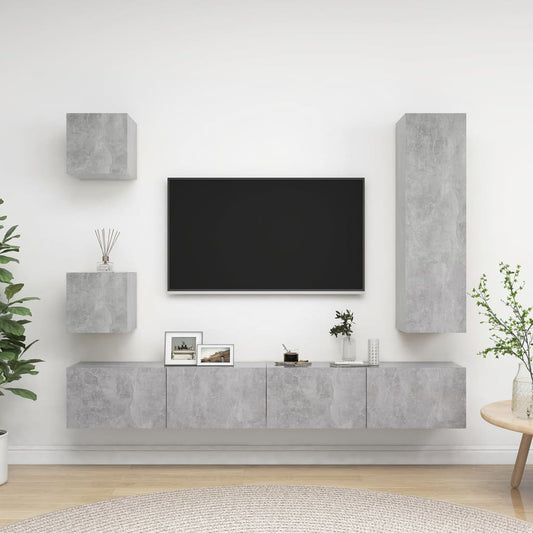 5-delige Tv-meubelset spaanplaat betongrijs Tv-meubels | Creëer jouw Trendy Thuis | Gratis bezorgd & Retour | Trendy.nl