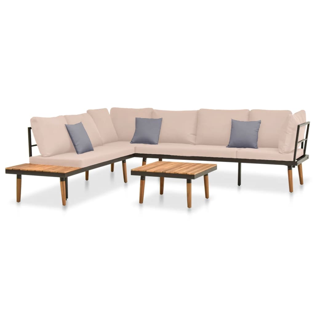 4-delige Loungeset met kussens massief acaciahout Tuinsets | Creëer jouw Trendy Thuis | Gratis bezorgd & Retour | Trendy.nl