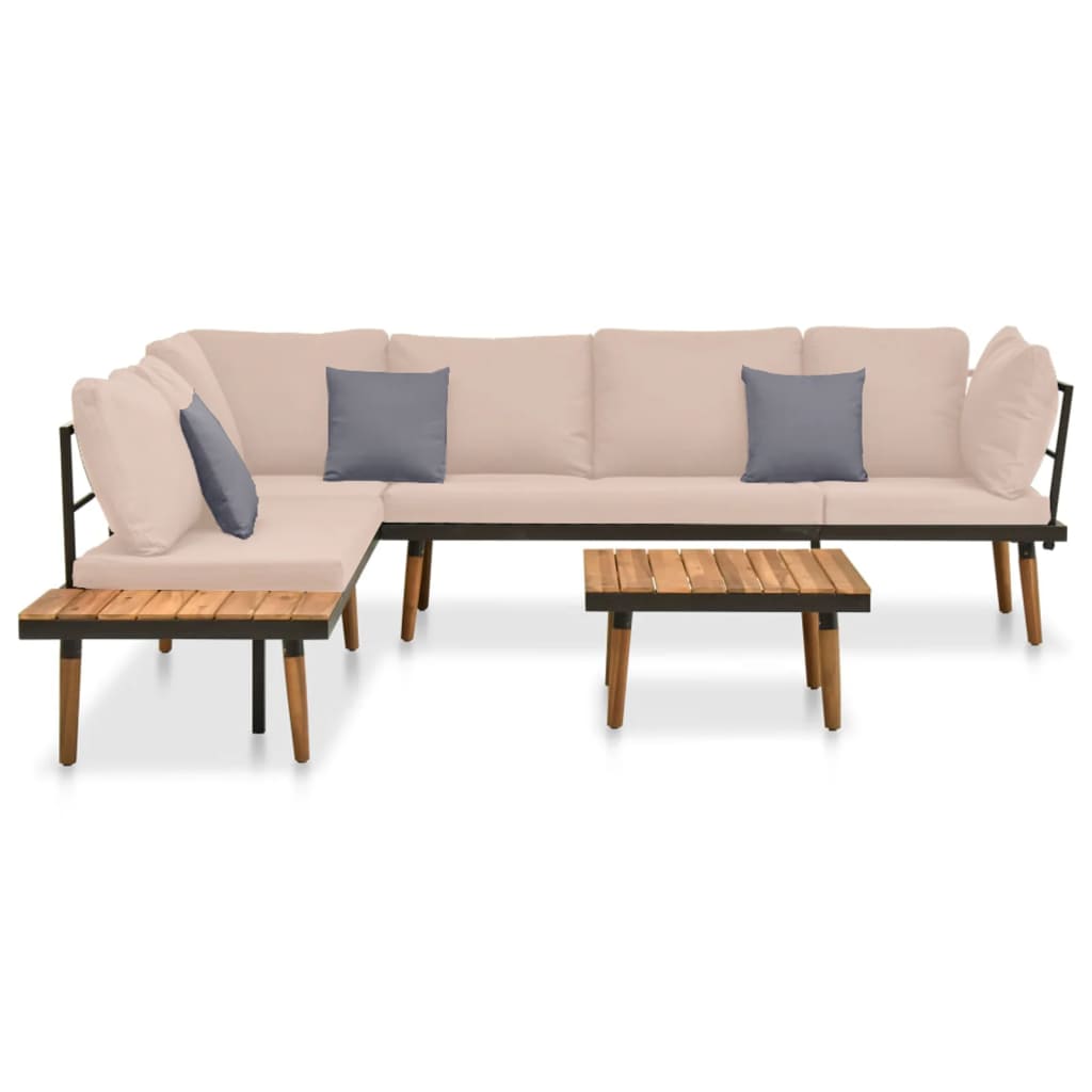 4-delige Loungeset met kussens massief acaciahout Tuinsets | Creëer jouw Trendy Thuis | Gratis bezorgd & Retour | Trendy.nl