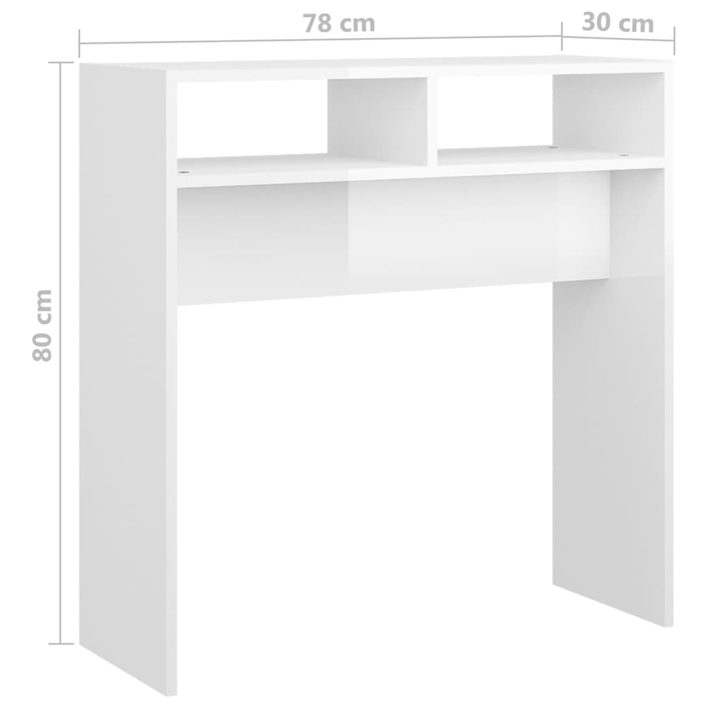 Wandtafel 78x30x80 cm spaanplaat hoogglans wit