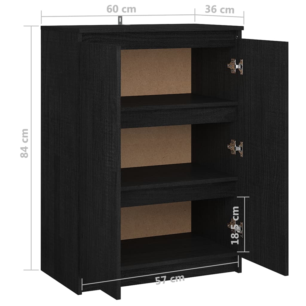 Dressoir 60x36x84 cm massief grenenhout zwart Dressoirs & buffetkasten | Creëer jouw Trendy Thuis | Gratis bezorgd & Retour | Trendy.nl