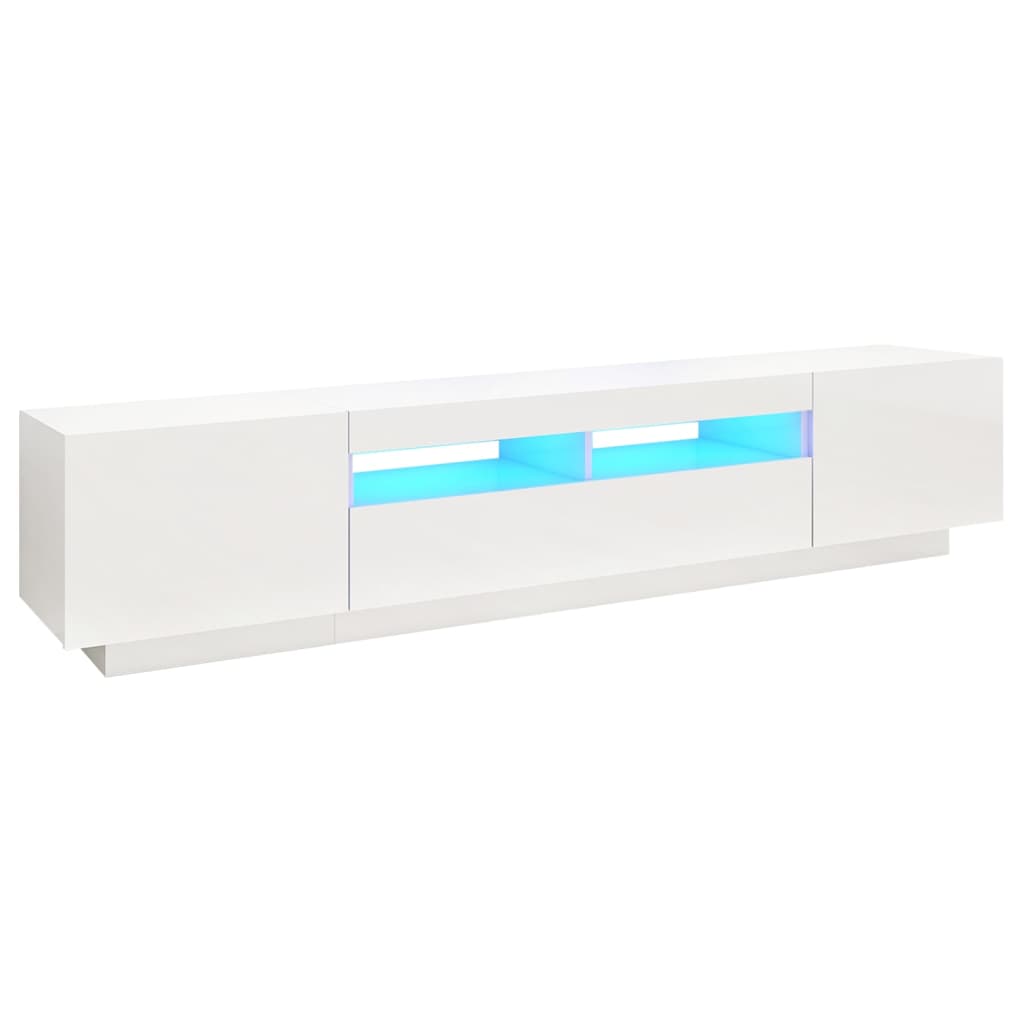 Tv-meubel met LED-verlichting 200x35x40 cm hoogglans wit Tv-meubels | Creëer jouw Trendy Thuis | Gratis bezorgd & Retour | Trendy.nl