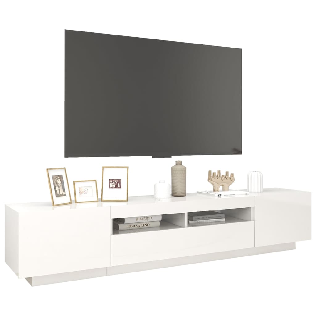 Tv-meubel met LED-verlichting 200x35x40 cm hoogglans wit Tv-meubels | Creëer jouw Trendy Thuis | Gratis bezorgd & Retour | Trendy.nl