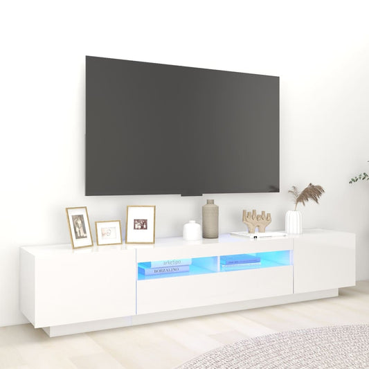 Tv-meubel met LED-verlichting 200x35x40 cm hoogglans wit Tv-meubels | Creëer jouw Trendy Thuis | Gratis bezorgd & Retour | Trendy.nl