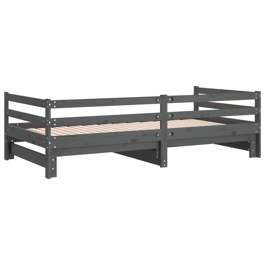 Slaapbank uitschuifbaar massief grenenhout grijs 2x(90x200) cm Bedden & bedframes | Creëer jouw Trendy Thuis | Gratis bezorgd & Retour | Trendy.nl