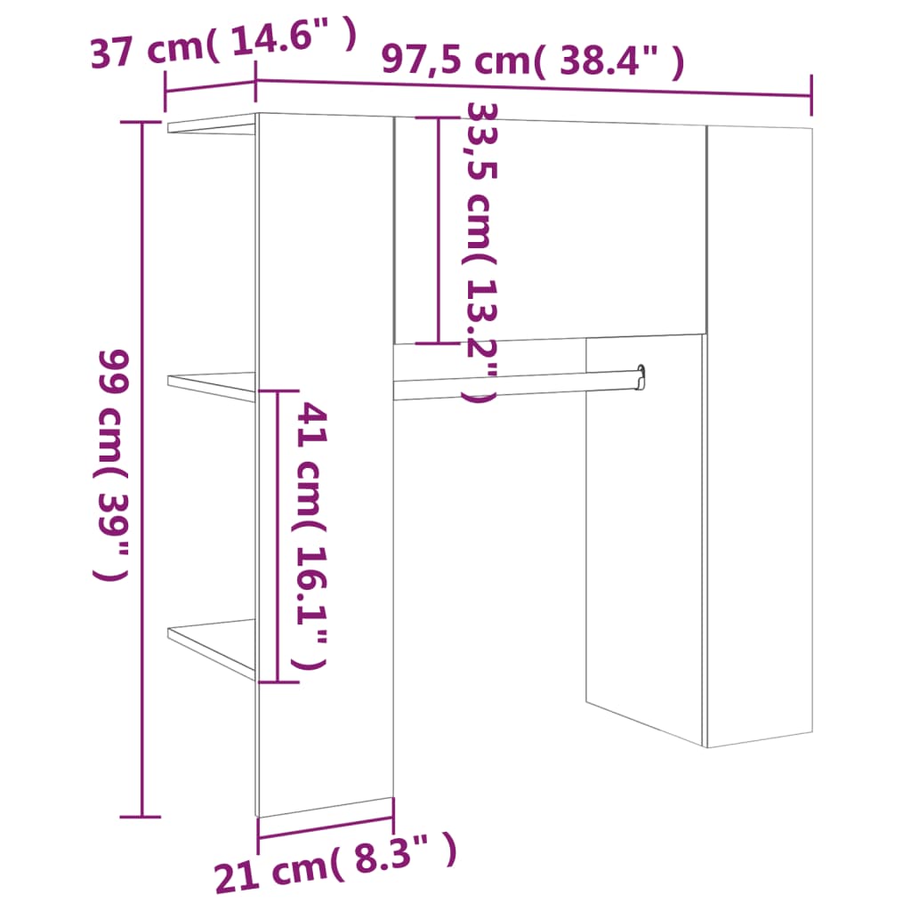 Halmeubel 97,5x37x99 cm bewerkt hout wit