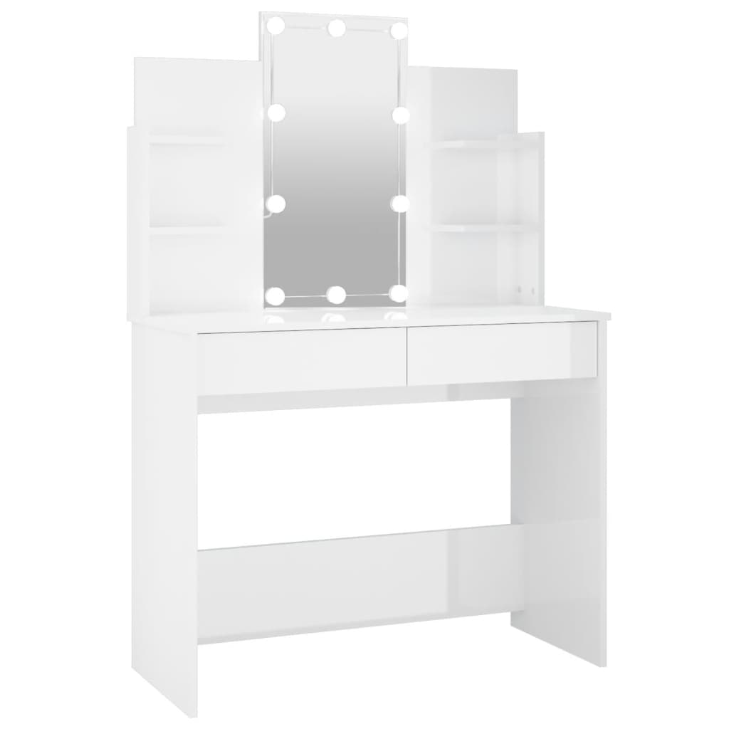 Kaptafel met LED-verlichting 96x40x142 cm hoogglans wit Slaapkamerkaptafels | Creëer jouw Trendy Thuis | Gratis bezorgd & Retour | Trendy.nl