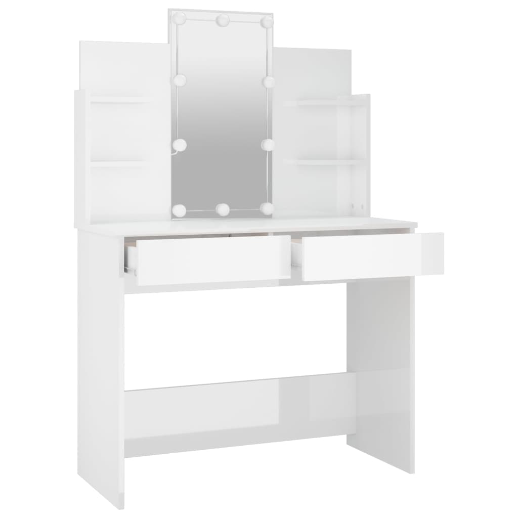 Kaptafel met LED-verlichting 96x40x142 cm hoogglans wit Slaapkamerkaptafels | Creëer jouw Trendy Thuis | Gratis bezorgd & Retour | Trendy.nl