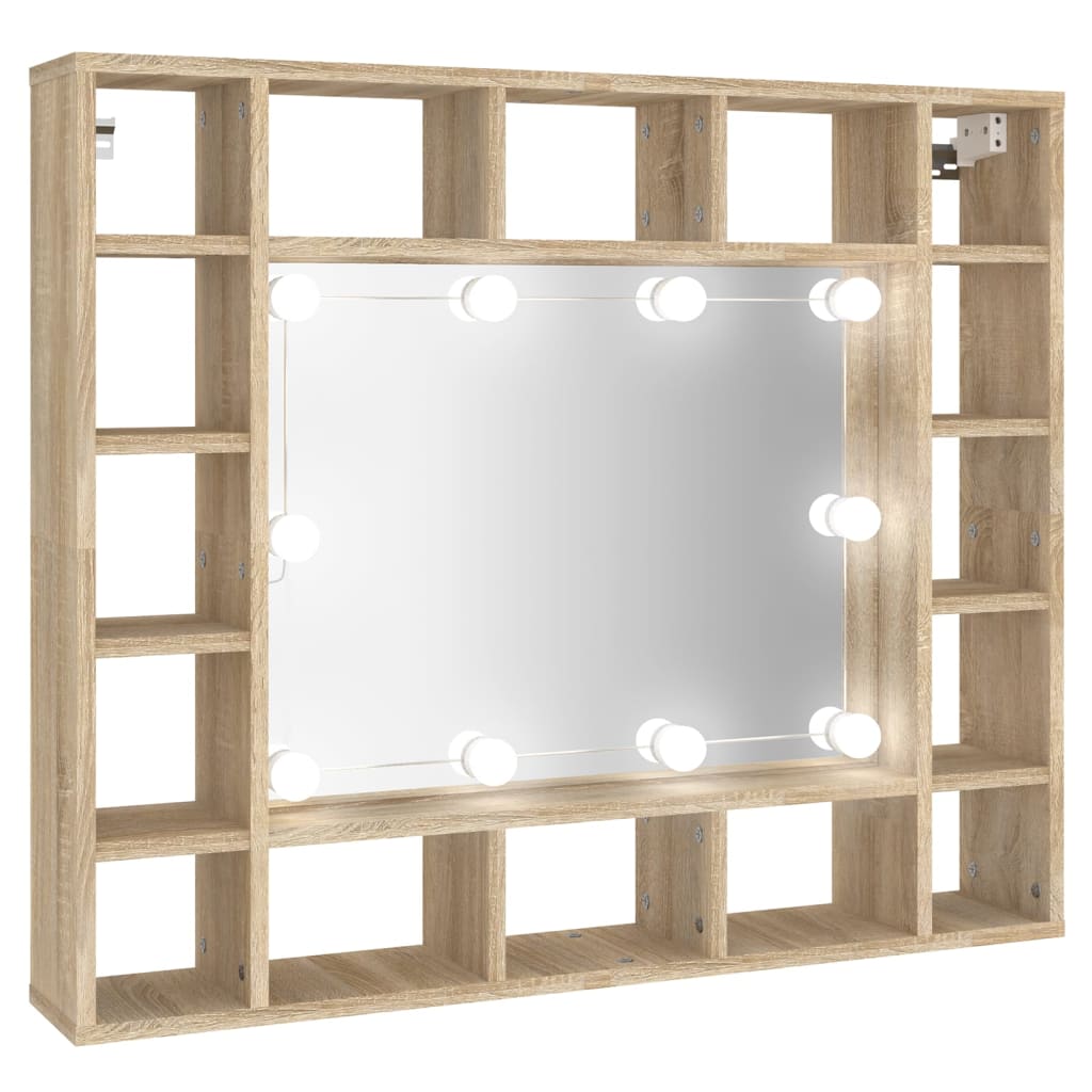 Spiegelkast met LED-verlichting 91x15x76,5 cm sonoma eikenkleur Badkamerkaptafels | Creëer jouw Trendy Thuis | Gratis bezorgd & Retour | Trendy.nl