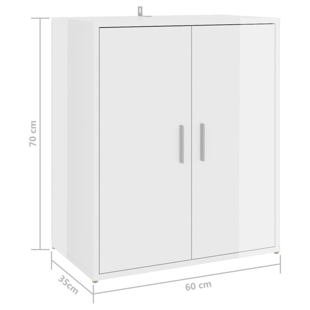 Schoenenkast 60x35x70 cm bewerkt hout hoogglans wit