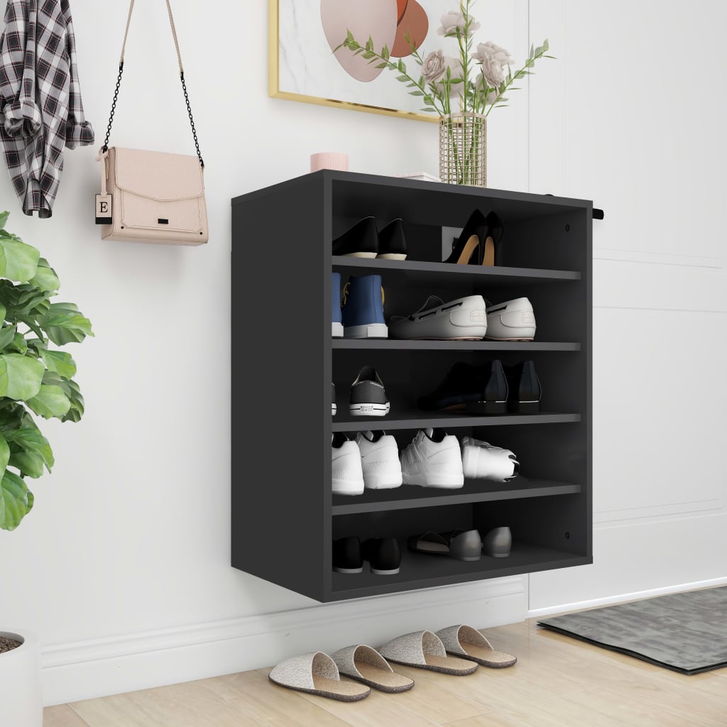 Schoenenkast 60x35x70 cm bewerkt hout zwart Schoenenrekken | Creëer jouw Trendy Thuis | Gratis bezorgd & Retour | Trendy.nl