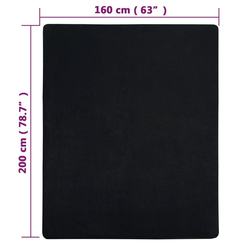 Hoeslaken jersey 160x200 cm katoen zwart
