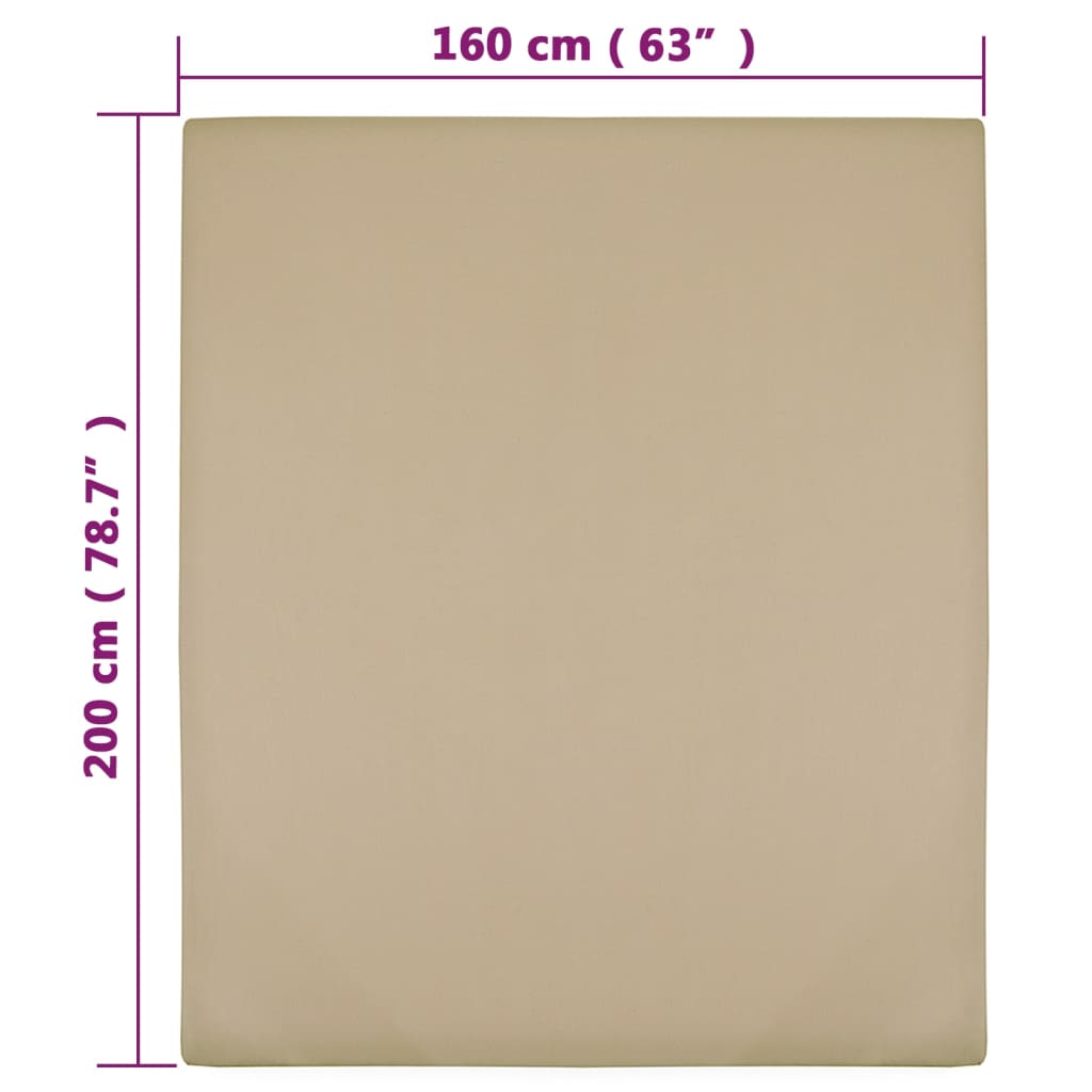 Hoeslakens jersey 2 st 160x200 cm katoen taupe Hoeslakens | Creëer jouw Trendy Thuis | Gratis bezorgd & Retour | Trendy.nl