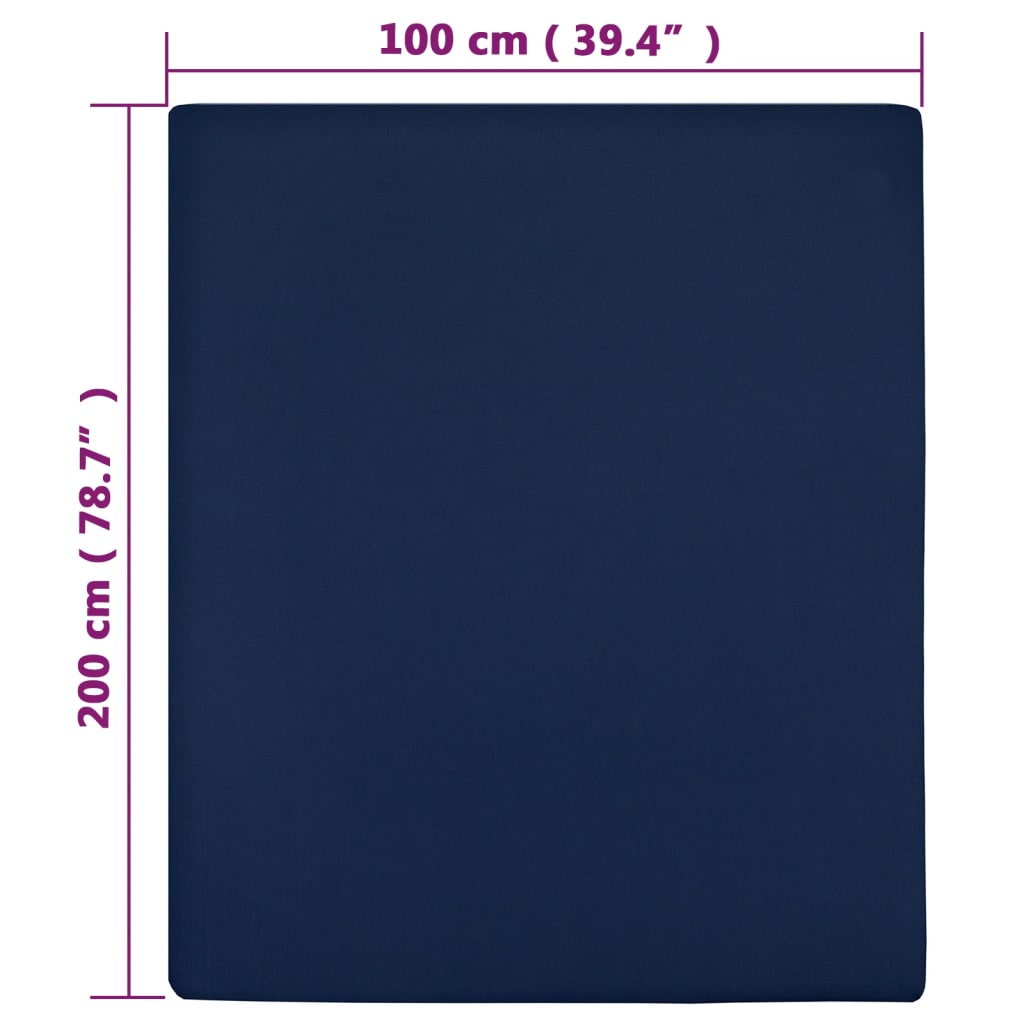 Hoeslakens 2 st jersey 100x200 cm katoen marineblauw