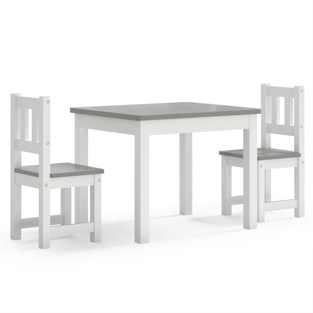 3-delige Kindertafel- en stoelenset MDF wit en grijs Meubelsets voor baby's & peuters | Creëer jouw Trendy Thuis | Gratis bezorgd & Retour | Trendy.nl