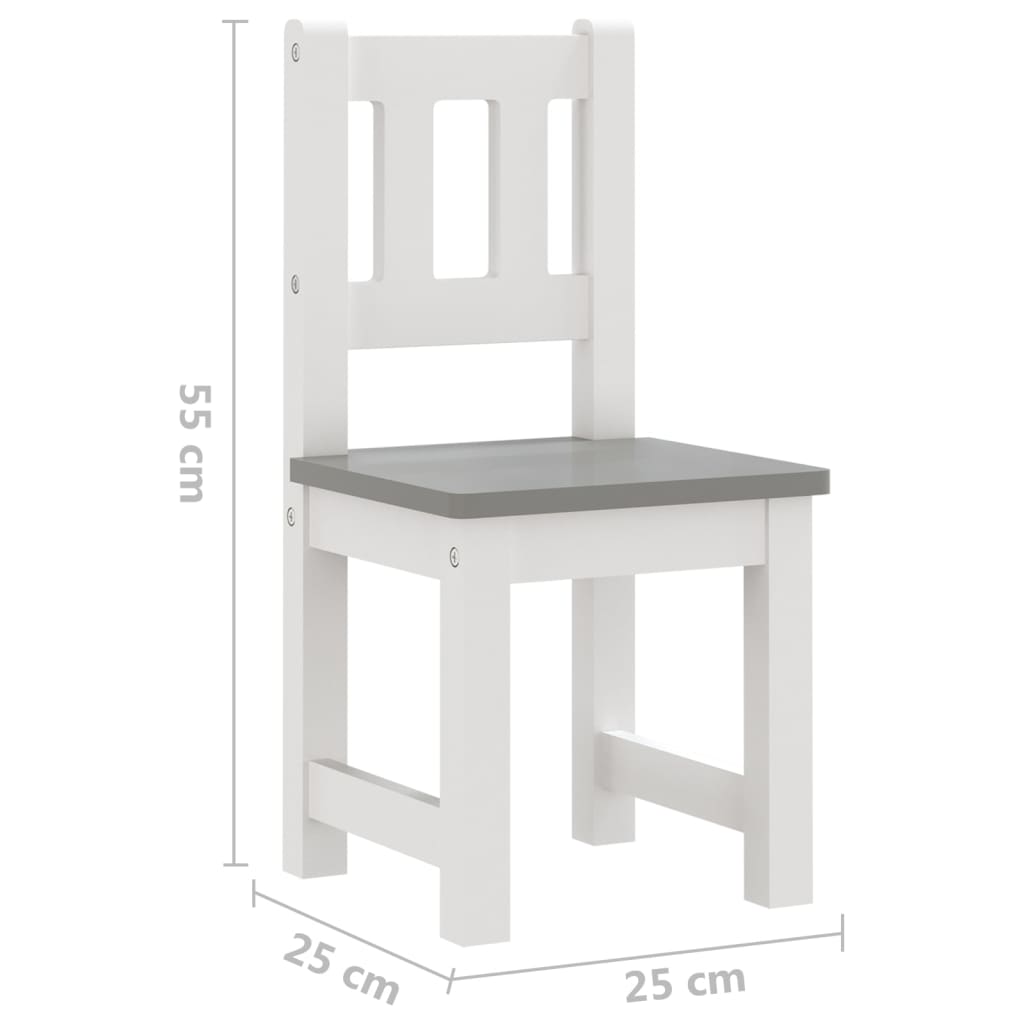 3-delige Kindertafel- en stoelenset MDF wit en grijs Meubelsets voor baby's & peuters | Creëer jouw Trendy Thuis | Gratis bezorgd & Retour | Trendy.nl