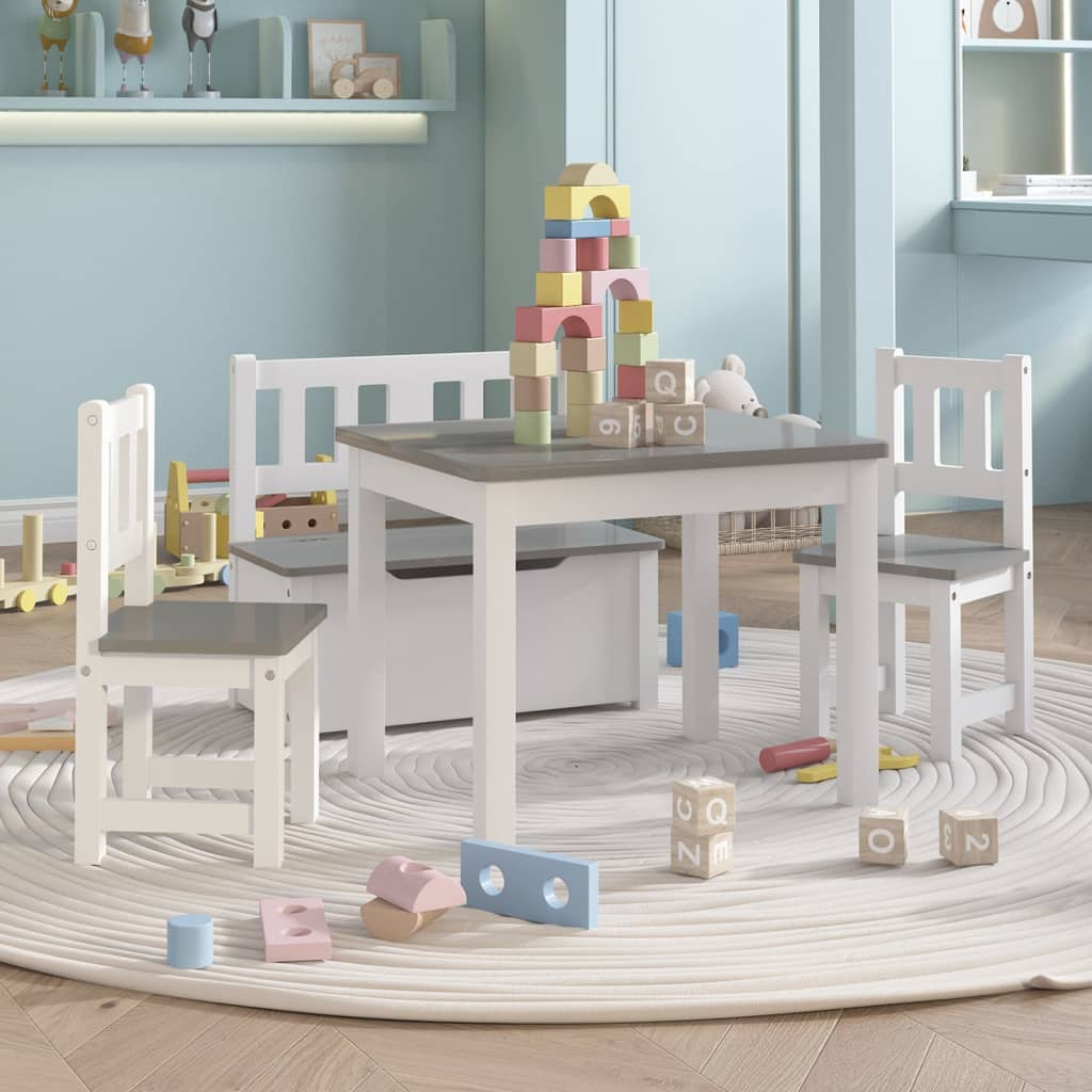 3-delige Kindertafel- en stoelenset MDF wit en grijs Meubelsets voor baby's & peuters | Creëer jouw Trendy Thuis | Gratis bezorgd & Retour | Trendy.nl