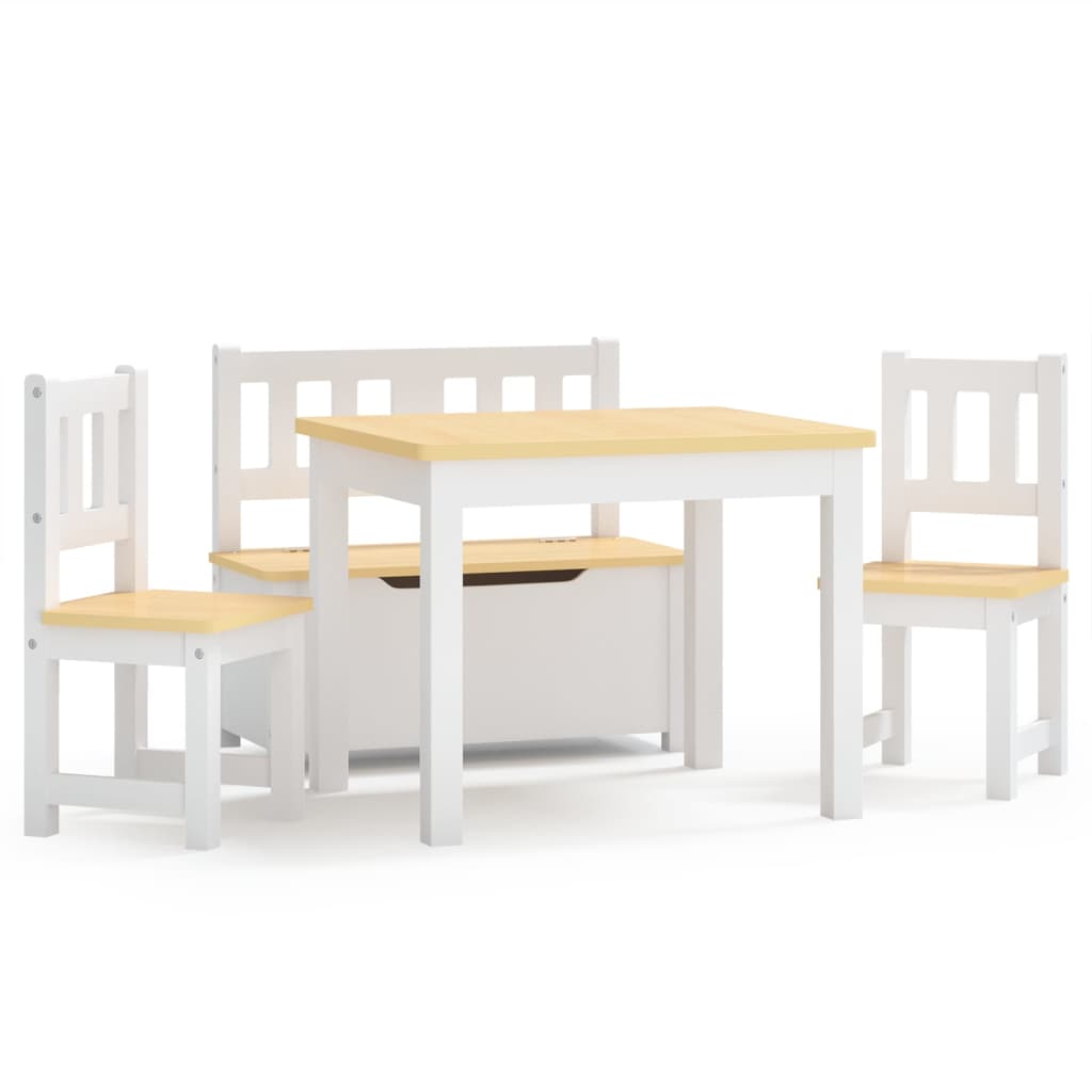 4-delige Kindertafel- en stoelenset MDF wit en beige Meubelsets voor baby's & peuters | Creëer jouw Trendy Thuis | Gratis bezorgd & Retour | Trendy.nl