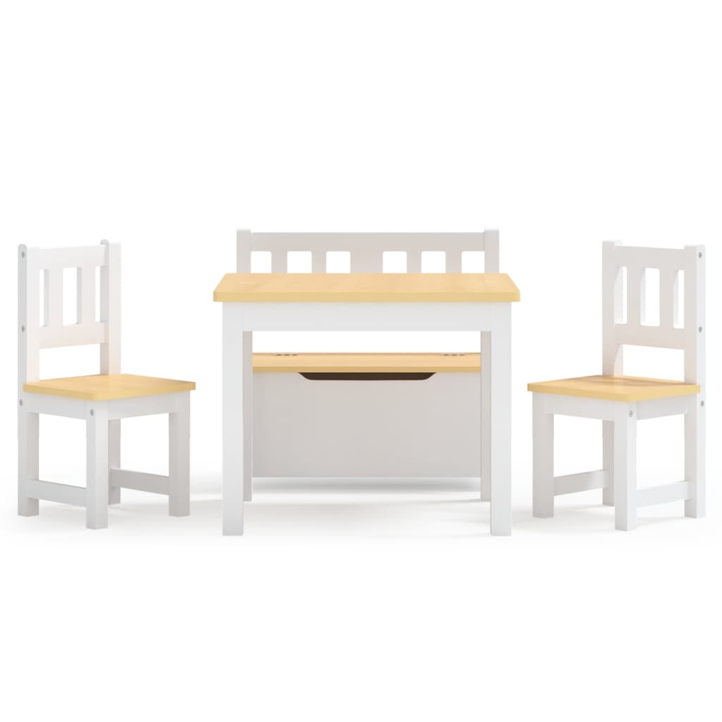 4-delige Kindertafel- en stoelenset MDF wit en beige Meubelsets voor baby's & peuters | Creëer jouw Trendy Thuis | Gratis bezorgd & Retour | Trendy.nl