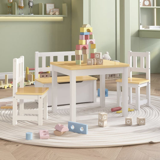 4-delige Kindertafel- en stoelenset MDF wit en beige Meubelsets voor baby's & peuters | Creëer jouw Trendy Thuis | Gratis bezorgd & Retour | Trendy.nl