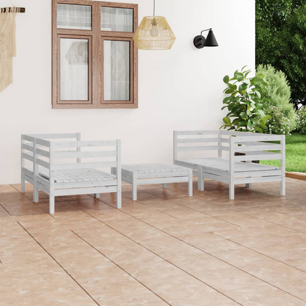 5-delige Loungeset massief grenenhout wit Tuinsets | Creëer jouw Trendy Thuis | Gratis bezorgd & Retour | Trendy.nl