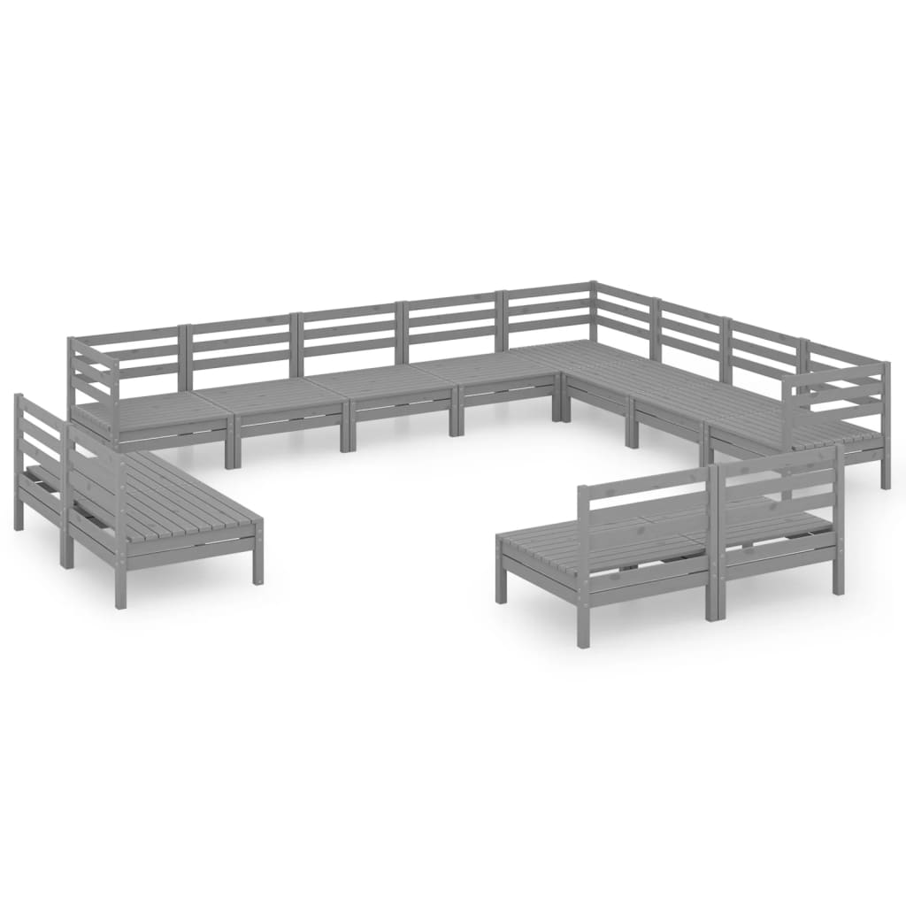 12-delige Loungeset massief grenenhout grijs Tuinsets | Creëer jouw Trendy Thuis | Gratis bezorgd & Retour | Trendy.nl