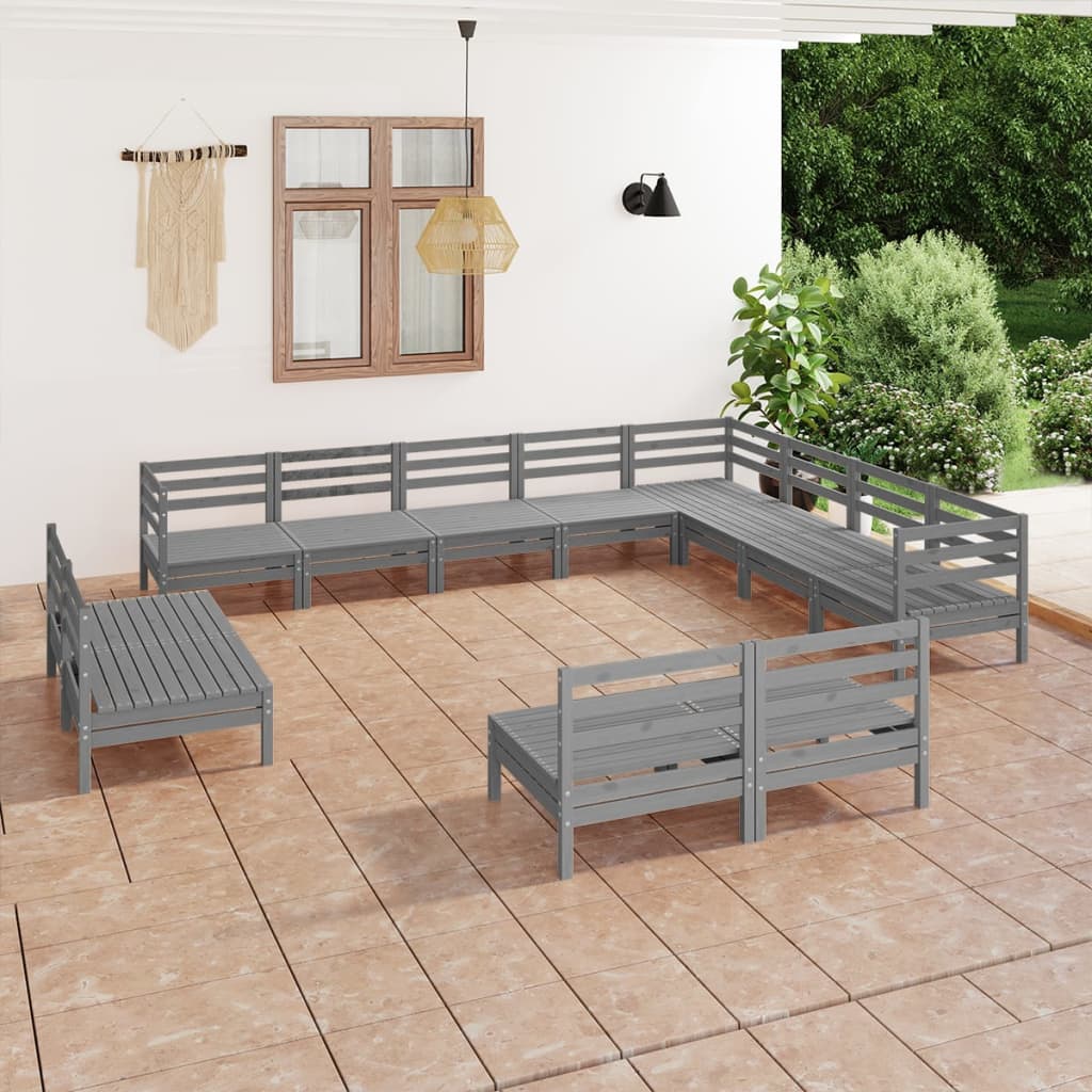 12-delige Loungeset massief grenenhout grijs Tuinsets | Creëer jouw Trendy Thuis | Gratis bezorgd & Retour | Trendy.nl