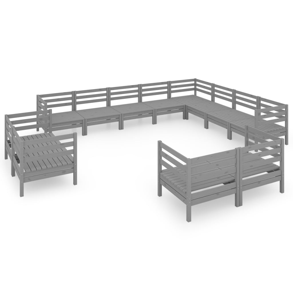 12-delige Loungeset massief grenenhout grijs Tuinsets | Creëer jouw Trendy Thuis | Gratis bezorgd & Retour | Trendy.nl