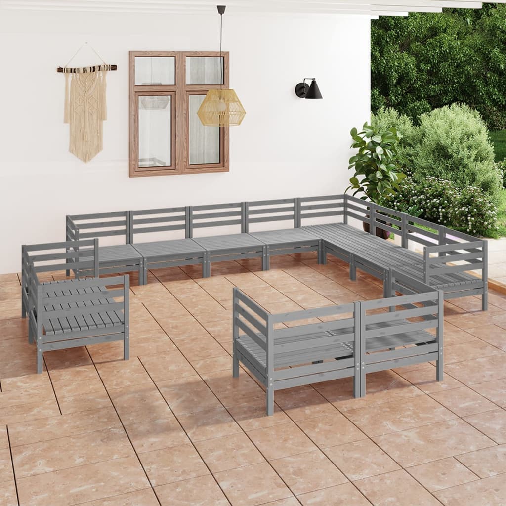 12-delige Loungeset massief grenenhout grijs Tuinsets | Creëer jouw Trendy Thuis | Gratis bezorgd & Retour | Trendy.nl