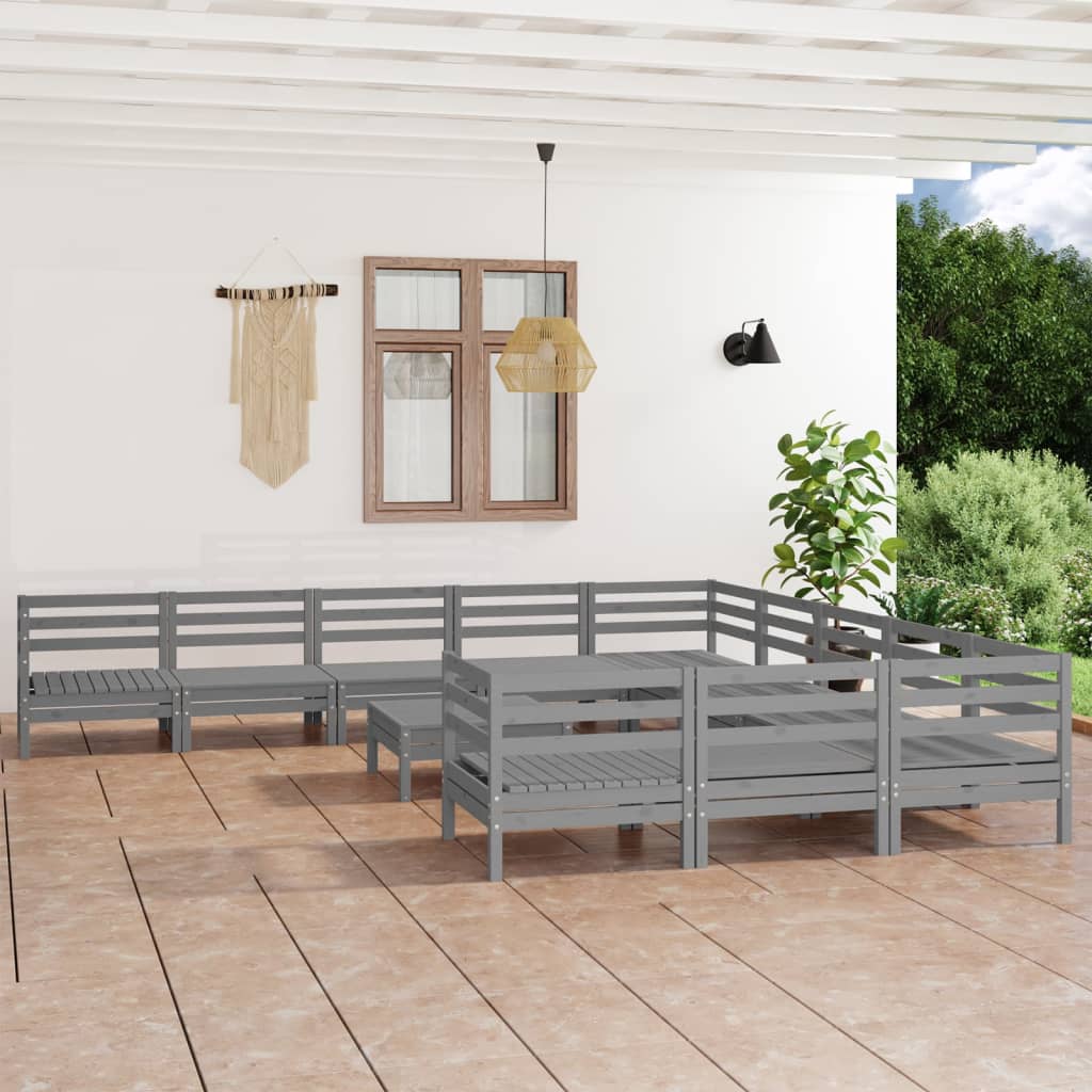 12-delige Loungeset massief grenenhout grijs Tuinsets | Creëer jouw Trendy Thuis | Gratis bezorgd & Retour | Trendy.nl