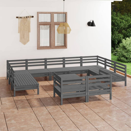 12-delige Loungeset massief grenenhout grijs Tuinsets | Creëer jouw Trendy Thuis | Gratis bezorgd & Retour | Trendy.nl