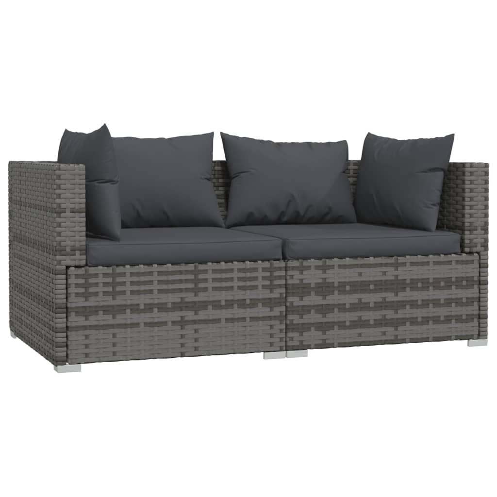 Tweezitsbank met kussens poly rattan grijs Tuinsets | Creëer jouw Trendy Thuis | Gratis bezorgd & Retour | Trendy.nl