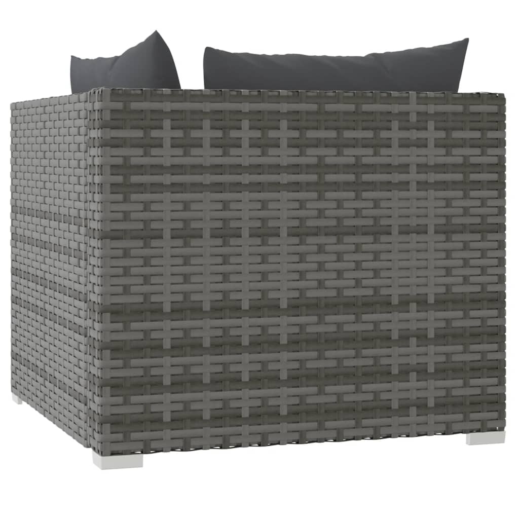 Tweezitsbank met kussens poly rattan grijs Tuinsets | Creëer jouw Trendy Thuis | Gratis bezorgd & Retour | Trendy.nl