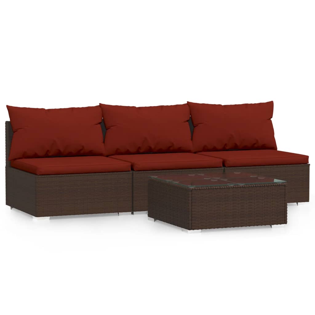 4-delige Loungeset met kussens poly rattan bruin Tuinsets | Creëer jouw Trendy Thuis | Gratis bezorgd & Retour | Trendy.nl