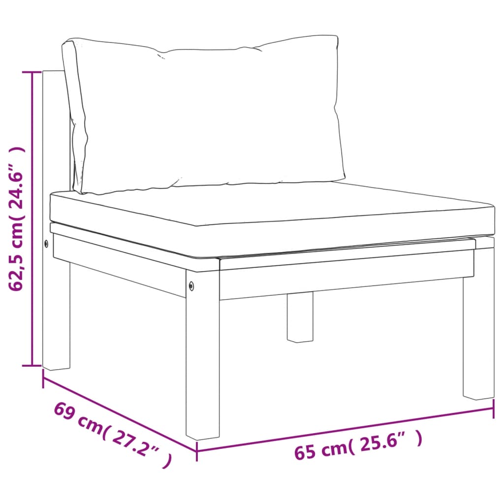 5-delige Loungeset met crèmekleurige kussens massief acaciahout Tuinsets | Creëer jouw Trendy Thuis | Gratis bezorgd & Retour | Trendy.nl