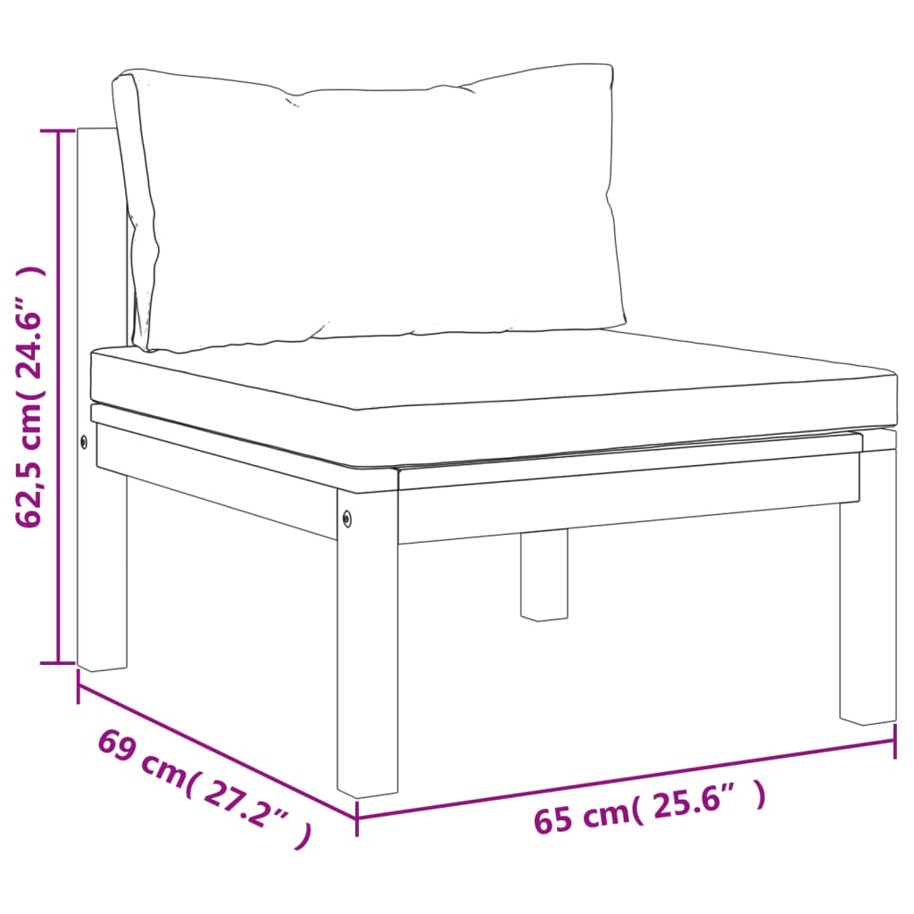 3-delige Loungeset met crèmekleurige kussens massief acaciahout Tuinsets | Creëer jouw Trendy Thuis | Gratis bezorgd & Retour | Trendy.nl