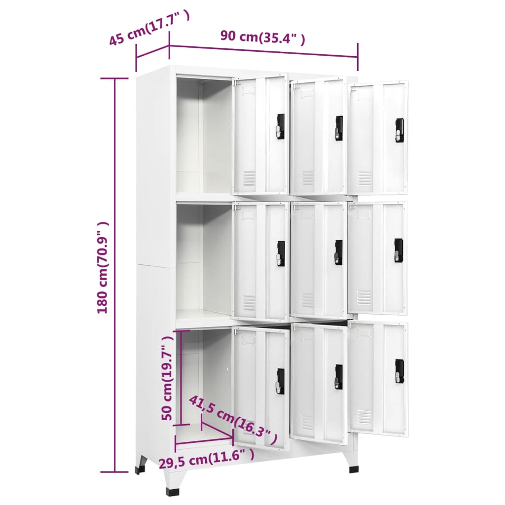 Lockerkast 90x45x180 cm staal wit