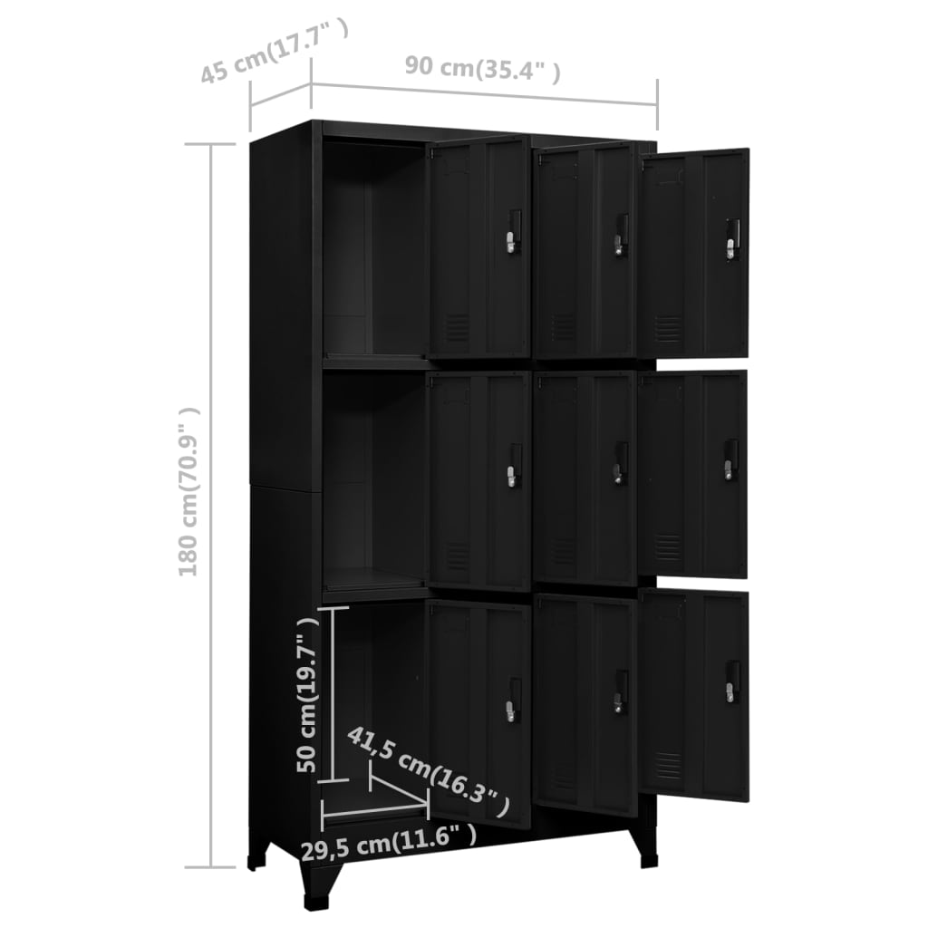 Lockerkast 90x45x180 cm staal zwart