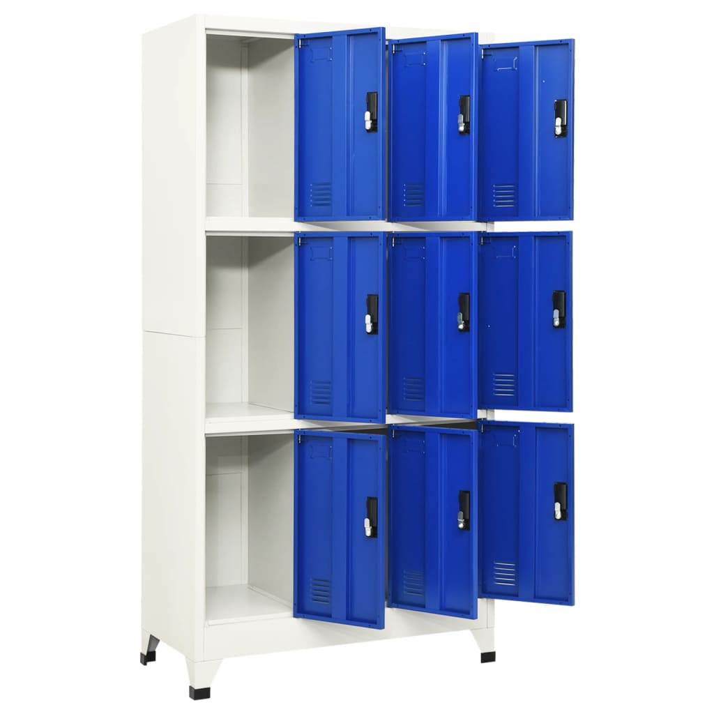 Lockerkast 90x45x180 cm staal grijs en blauw