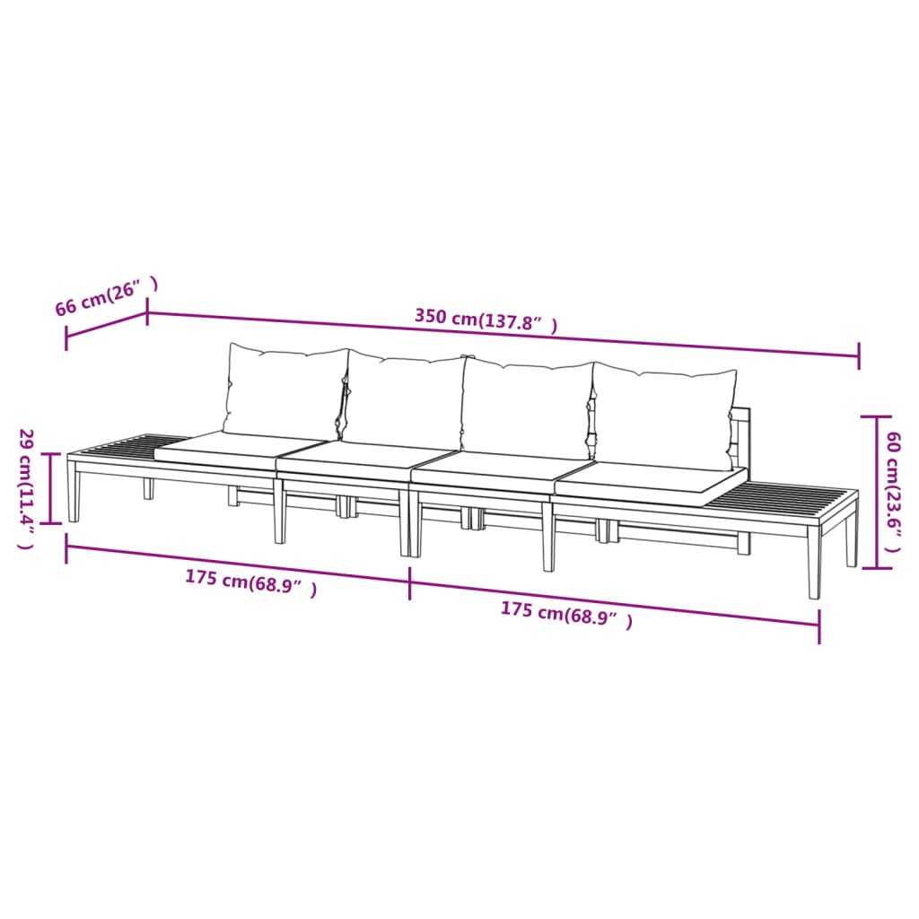 Tuinbanken 2 st met crèmewitte kussens acaciahout Tuinsets | Creëer jouw Trendy Thuis | Gratis bezorgd & Retour | Trendy.nl