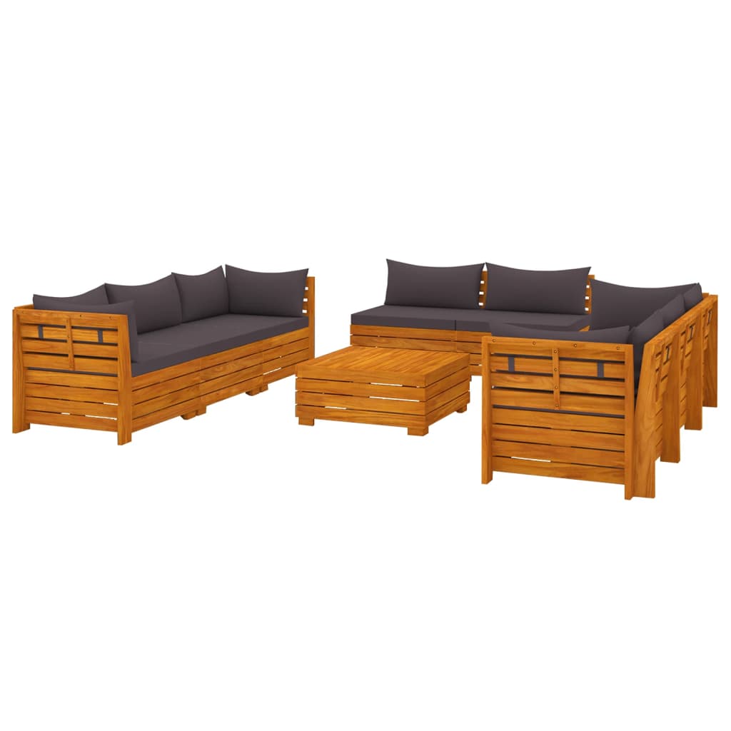 9-delige Loungeset met kussens massief acaciahout Tuinsets | Creëer jouw Trendy Thuis | Gratis bezorgd & Retour | Trendy.nl