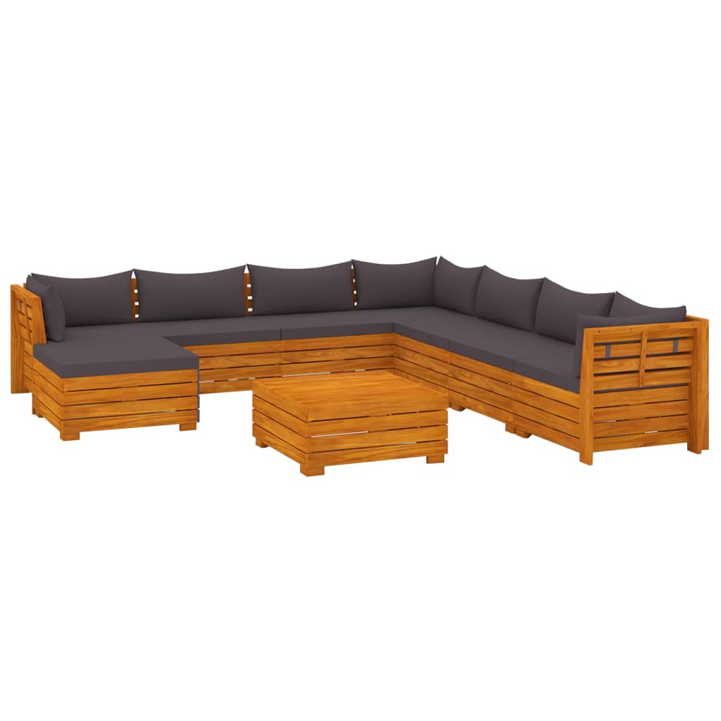 9-delige Loungeset met kussens massief acaciahout Tuinsets | Creëer jouw Trendy Thuis | Gratis bezorgd & Retour | Trendy.nl